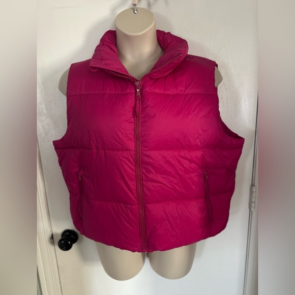 Pink Quilt Puffer Zip up Vest Old Navy size XL (1691 - Picture 1 of 8